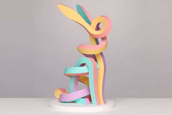 良い価格 ステンレス鋼のウサギ犬の彫刻 レインボー 塗装 オンライン