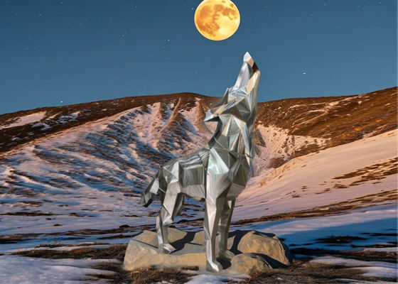 良い価格 大型抽象的な動物 ステンレス鋼の彫刻 芸術 オオカミ 装飾のための金属の溶接技術 オンライン