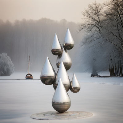 良い価格 モダンステンレス・スティール彫刻鏡 滑らかな水滴デザイン 室内・屋外 オーダーメイド 溶接金属飾り オンライン