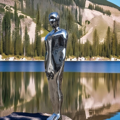 良い価格 カスタム モダン抽象的な男 ステンレス・スティール彫刻 ライフサイズの鏡 磨き金属アート オンライン