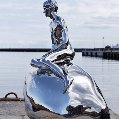 Life Size Figure Modern Large Outdoor Stainless Steel Man Sculpture