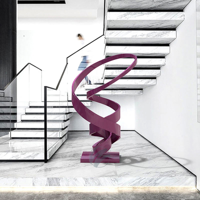 Red Lacquer Abstract Stainless Steel Sculpture - Modern Art Statue for Office, Hotel & Luxury Decor