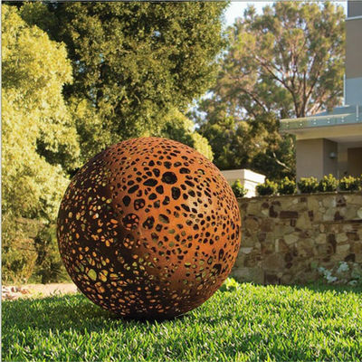 良い価格 Large Garden Decorative Weathered Corten Steel Rusted Hollow Metal Sphere オンライン