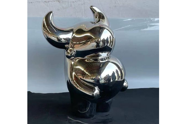 良い価格 家の装飾のための磨かれた316ステンレス鋼のウシの彫刻 オンライン