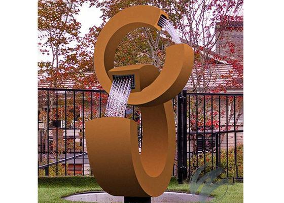 良い価格 現代錆ついたCorten鋼鉄水特徴の庭の噴水2Cの形 オンライン