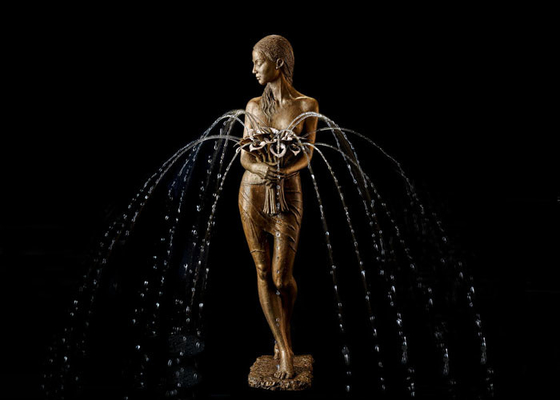 良い価格 外装 ブロンズ バレリーナ 花の水彫刻 噴水 オンライン