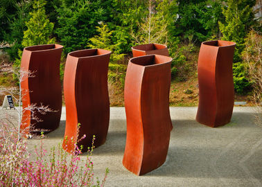良い価格 抽象的な金属の花プランター、技術を溶接するCortenの独特な鋼鉄鍋 オンライン
