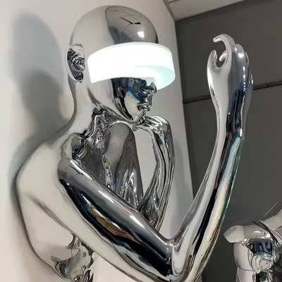 モダンクリエイティブ彫刻壁ランプ ホテルロビー展示ホール用 LEDレディ ステンレス鋼装飾