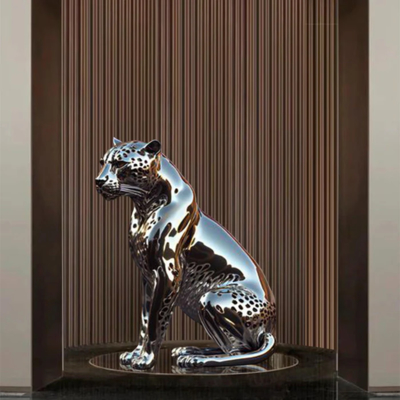 良い価格 中国彫刻工場 ホテルの装飾 ステンレス鋼 チーター 動物彫刻 オンライン