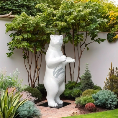 良い価格 Large White Standing Bear Sculpture (2M Height) - Durable FRP Outdoor Decorative Art オンライン