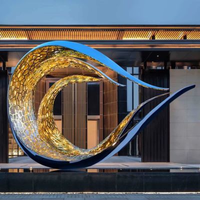良い価格 Modern Wave-Inspired Stainless Steel Light Sculpture For Public Decoration オンライン
