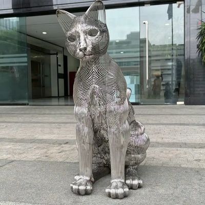 良い価格 Modern Art Cat Animal Decorative Metal Stainless Steel Sculpture Outdoor Large Statue Factory オンライン