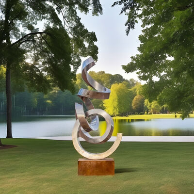 良い価格 Mirror Polished Stainless Steel Abstract Ribbon Sculpture Large Modern Art Installation オンライン