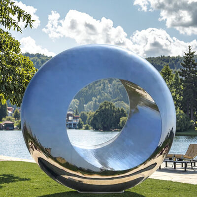 Giant Urban Modern Landscape Mirror Polished Stainless Steel Ring Sculpture City Public Art Installation