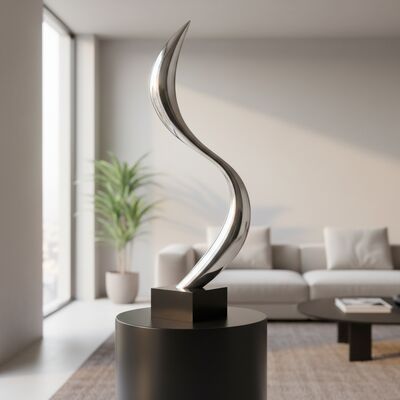 良い価格 カスタムポリッシュモダン抽象ステンレス鋼彫刻屋内アートオーナメント オンライン