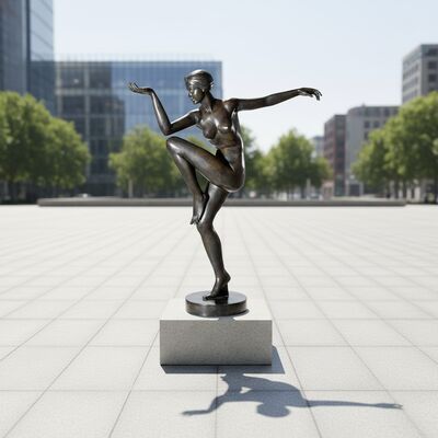 The Graceful Dancer: Handcast Bronze Modern Metal Sculpture – Art Deco Inspired Elegance