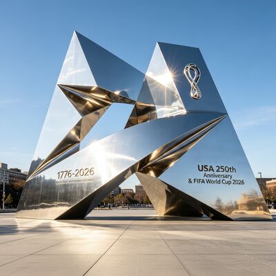 良い価格 2026年米国イベント向けカスタムミラーポリッシュステンレススチール幾何学モニュメント彫刻 オンライン