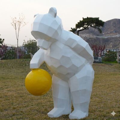 庭の装飾の幾何学的な塗装ステンレス鋼のクマの彫刻