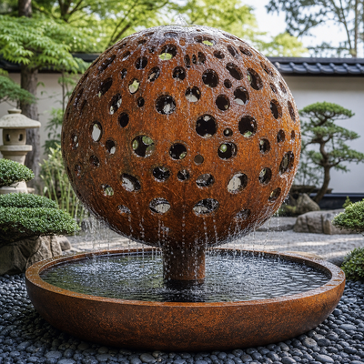 溶接式耐気鋼ボール彫刻 コーテン鋼 屋外庭園 景観 噴水 飾り付け